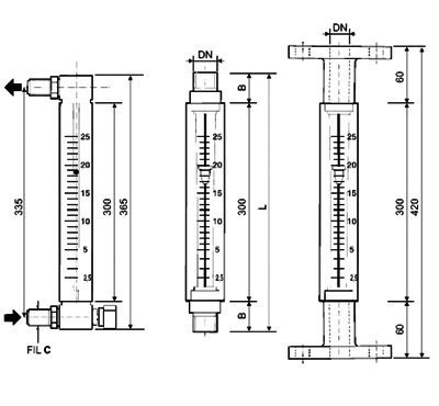 sheme for LB/89 - laboratory flowmeter The LB/89 series flowmeters are instantaneous measuring devices